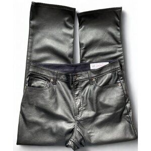 BLACK VEGAN FAUX LEATHER LINED JEANS GAP HIGH RISE, 32/14